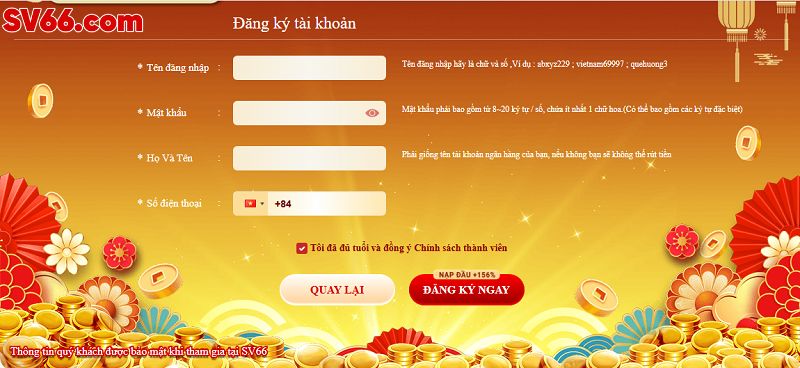 Đăng ký tài khoản và cá cược siêu nhanh tại SV66